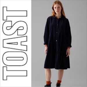 TOAST Swingy Needlecord Corduroy shirt Dress black size 10